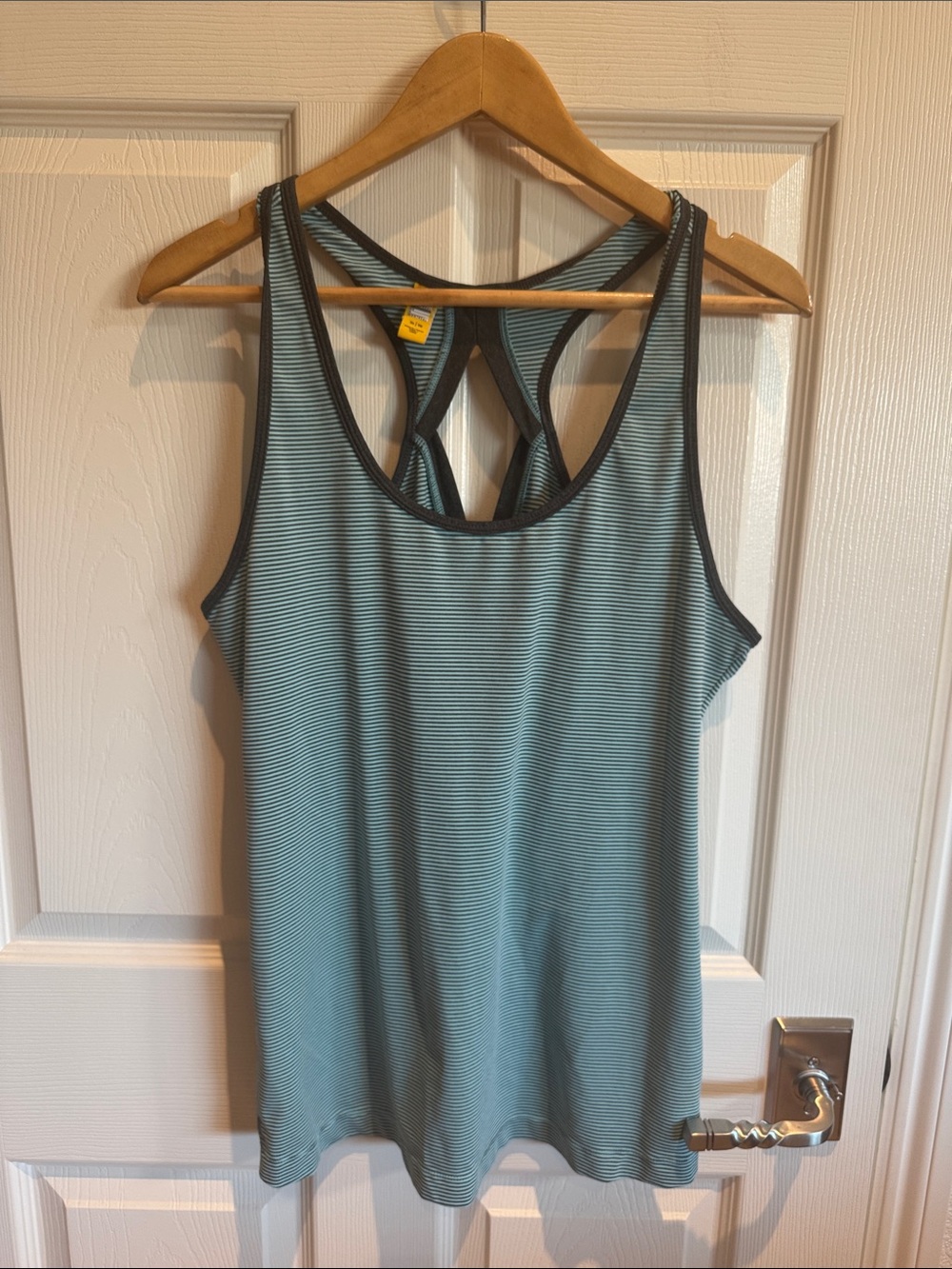 Lole Striped Racerback Tank in Teal and Black Trim